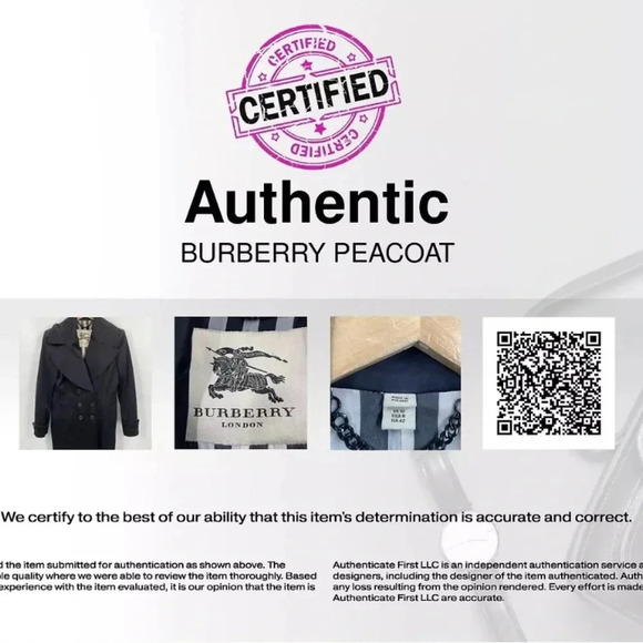 Burberry London Authenticated Black Cotton Blend Womens Pea Coat Size 8 - Picture 2 of 16